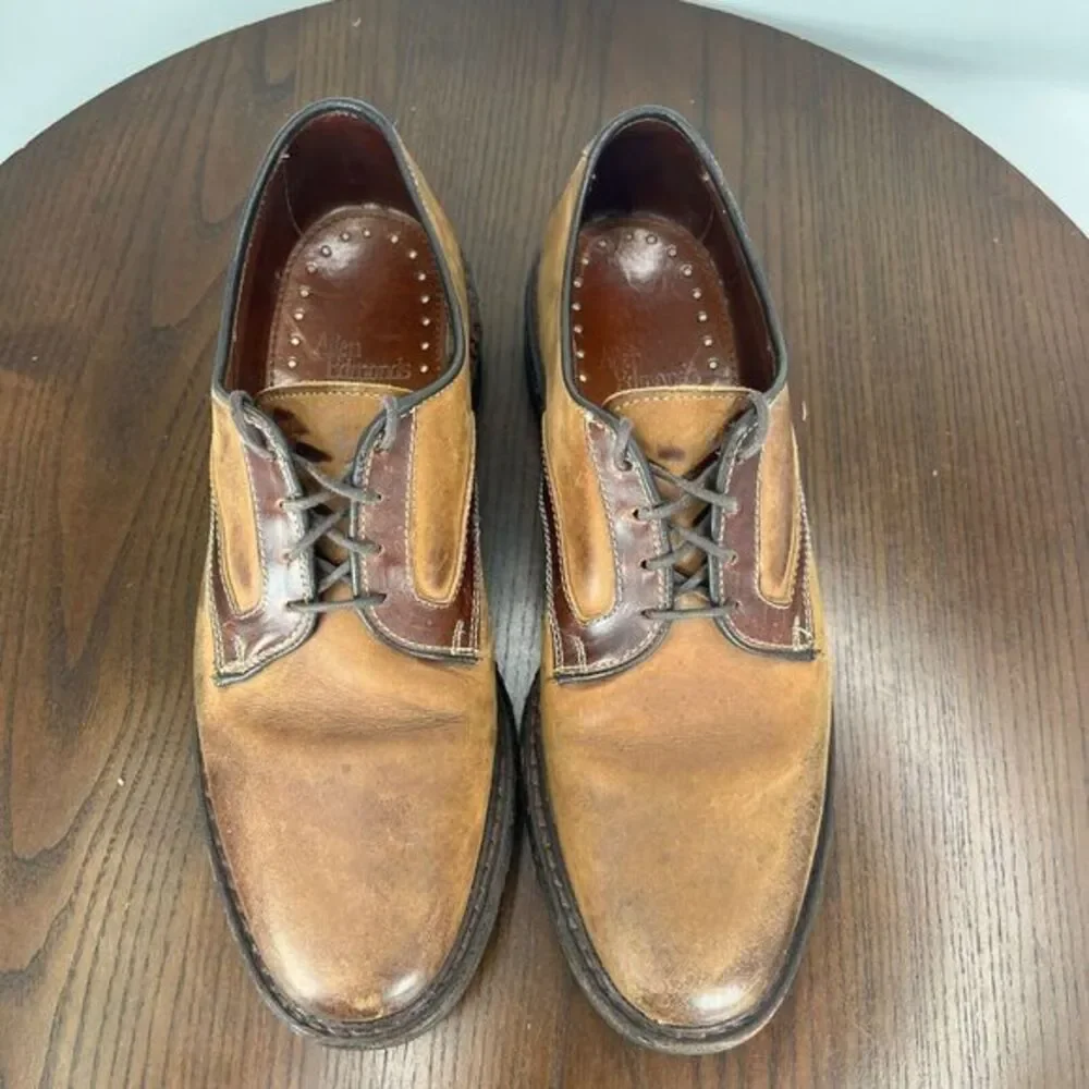 Allen Edmonds Berkshire Shoes Men's 7.5D Brown Leather Distressed Oxford‎ Dress